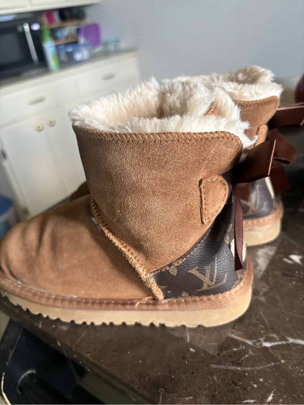UGG Kids Chestnut Suede Cozy Shearling Ankle Boots